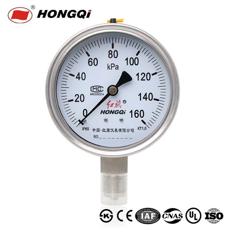 HongQi Brand All Stainless Steel Manometer Liquid Filled Anti-Vibration Pressure Gauge Meter Manufacture