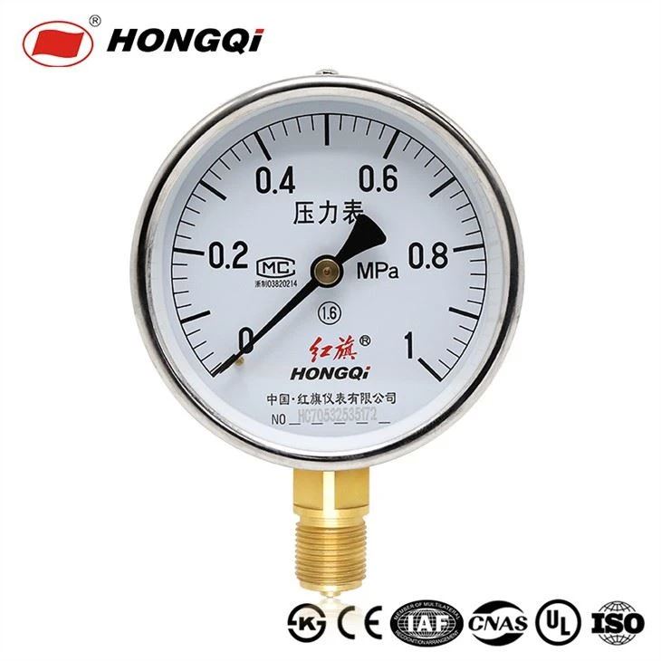 100mm 4" Nerjaveèi gaz presyon kalib M20 * 1.5 an kwiv Connection